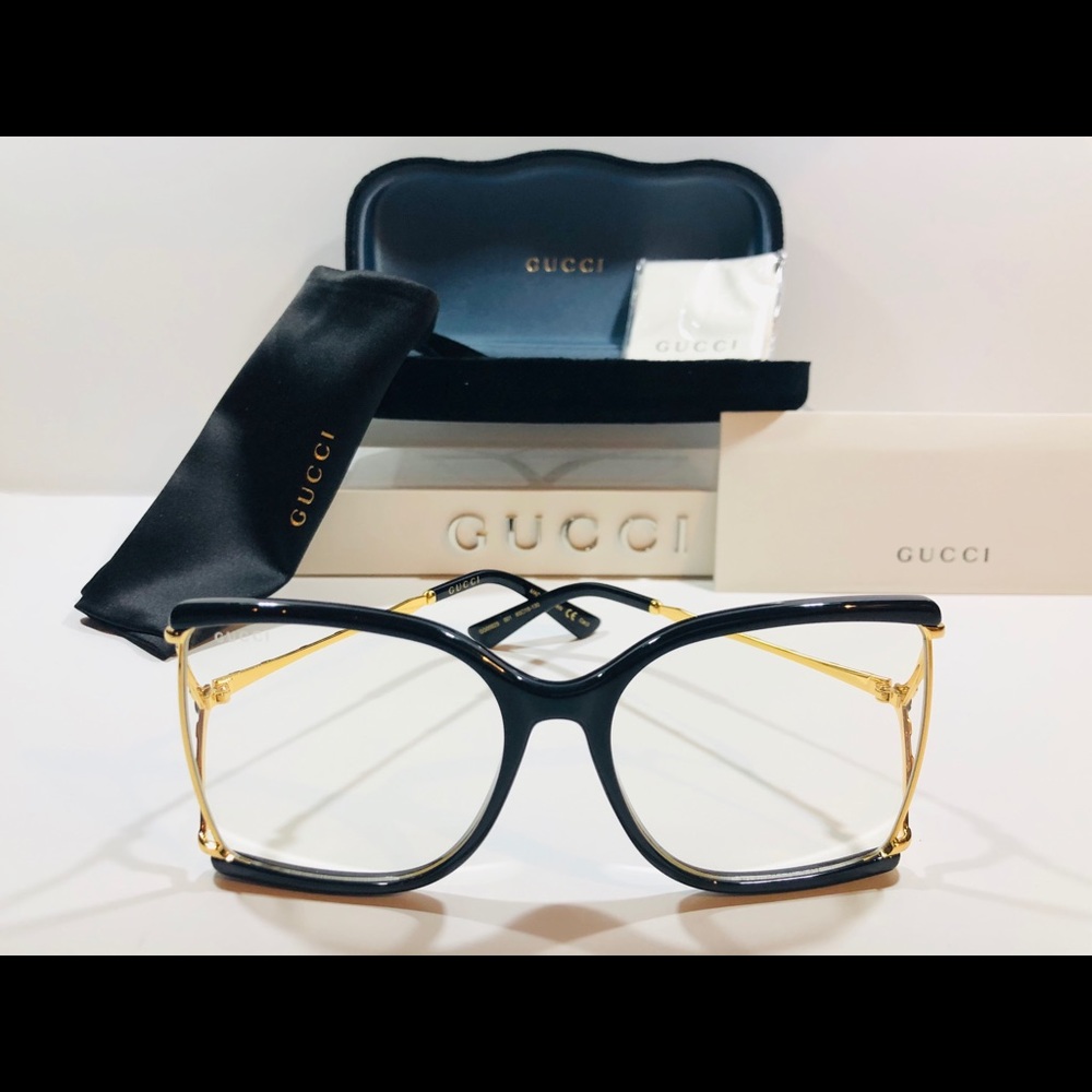 Gucci Women's Eyeglasses Black & Gold; Oversized